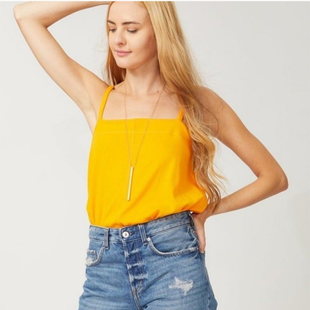 HP💖🎉 Free People Tangerine Marissa Ribbed Bodysuit in Tangerine 🍊 Size Medium - Picture 1 of 9